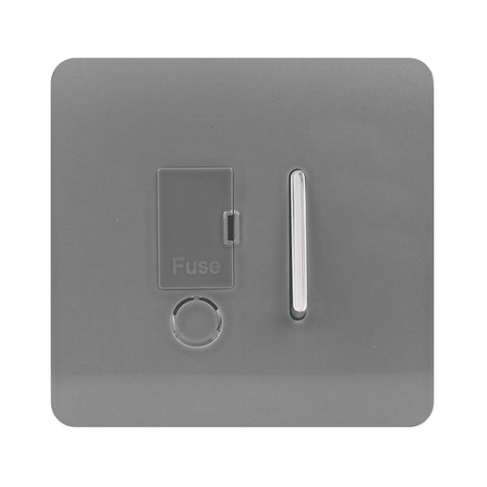 Trendi Switch ART-FSLG, Artistic Modern Switch Fused Spur 13A With Flex Outlet Light Grey Finish, BRITISH MADE, (35mm Back Box Required), 5yrs Warranty - 53733