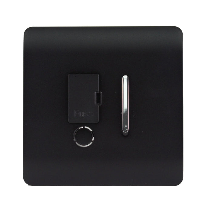 Trendi Switch ART-FSMBK, Artistic Modern Switch Fused Spur 13A With Flex Outlet Matt Black Finish, BRITISH MADE, (35mm Back Box Required), 5yrs Warranty - 43855