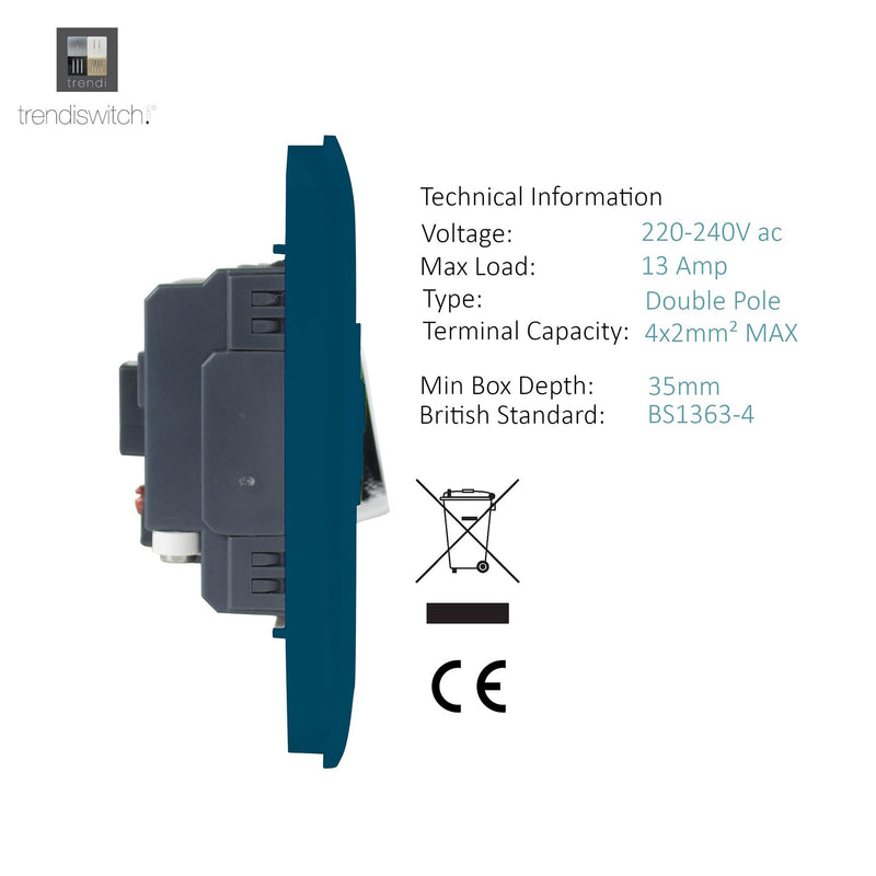 Load image into Gallery viewer, Trendi Switch ART-FSMD, Artistic Modern Switch Fused Spur 13A With Flex Outlet Midnight Blue Finish, BRITISH MADE, (35mm Back Box Required), 5yrs Warranty - 53734
