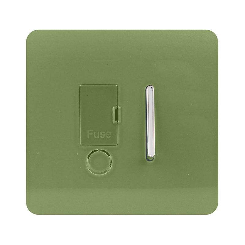 Load image into Gallery viewer, Trendi Switch ART-FSMG, Artistic Modern Switch Fused Spur 13A With Flex Outlet Moss Green Finish, BRITISH MADE, (35mm Back Box Required), 5yrs Warranty - 53735
