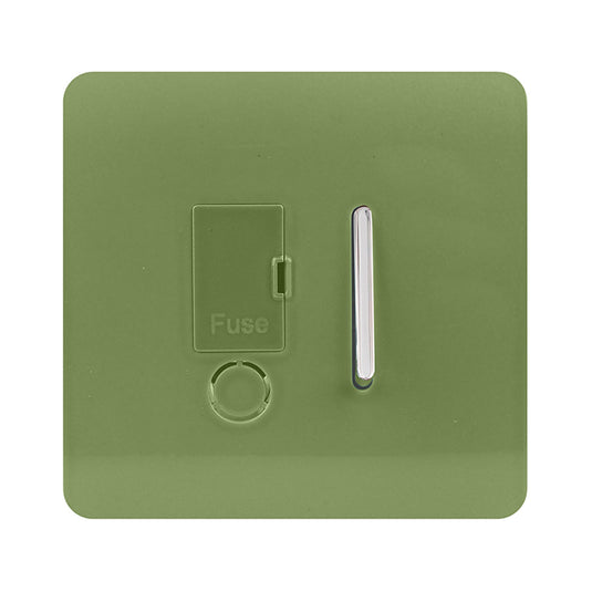 Trendi Switch ART-FSMG, Artistic Modern Switch Fused Spur 13A With Flex Outlet Moss Green Finish, BRITISH MADE, (35mm Back Box Required), 5yrs Warranty - 53735