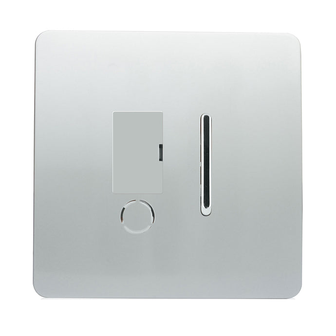 Trendi Switch ART-FSSI, Artistic Modern Switch Fused Spur 13A With Flex Outlet Silver Finish, BRITISH MADE, (35mm Back Box Required), 5yrs Warranty - 43856