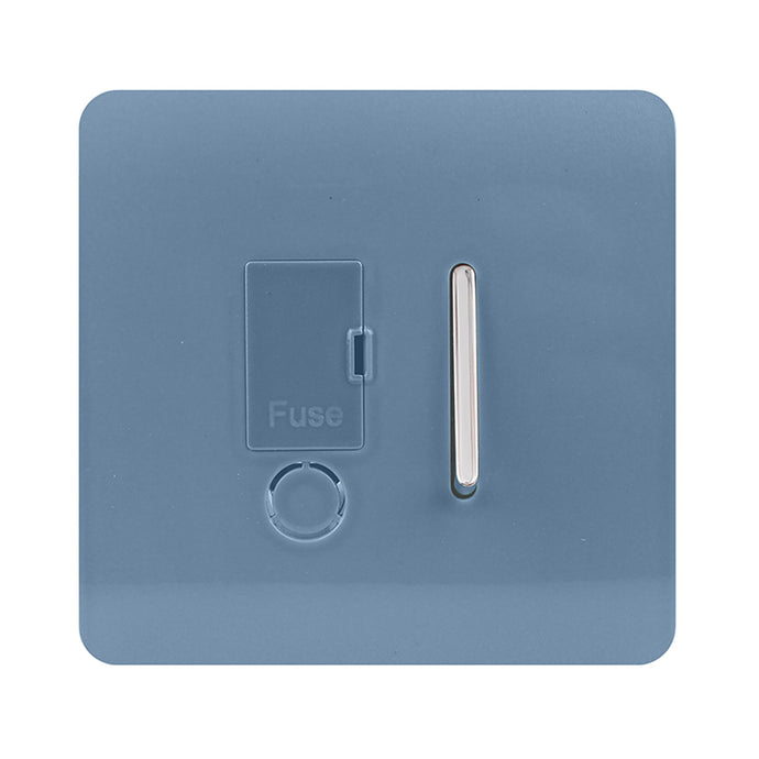 Trendi Switch ART-FSSK, Artistic Modern Switch Fused Spur 13A With Flex Outlet Sky Finish, BRITISH MADE, (35mm Back Box Required), 5yrs Warranty - 53742