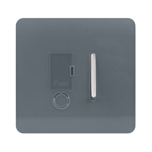 Trendi Switch ART-FSWG, Artistic Modern Switch Fused Spur 13A With Flex Outlet Warm Grey Finish, BRITISH MADE, (35mm Back Box Required), 5yrs Warranty - 53743