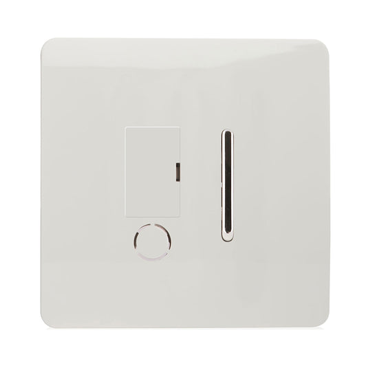 Trendi Switch ART-FSWH, Artistic Modern Switch Fused Spur 13A With Flex Outlet Gloss White Finish, BRITISH MADE, (35mm Back Box Required), 5yrs Warranty - 43857