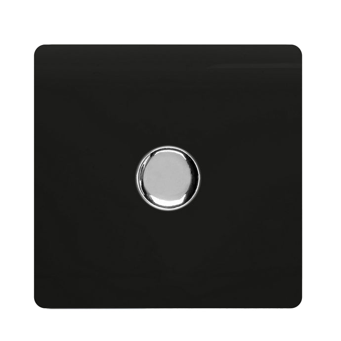 Trendi Switch ART-LDMBK, Artistic Modern 1 Gang 1 Way LED Dimmer Switch 5-150W LED / 120W Tungsten, Gloss Black/Chrome Finish, (35mm Back Box Required), 5yrs Warranty - 38717