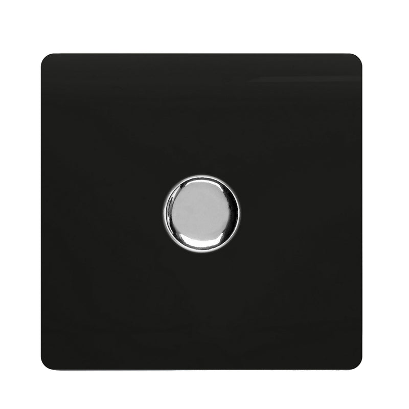 Load image into Gallery viewer, Trendi Switch ART-LDMBK, Artistic Modern 1 Gang 1 Way LED Dimmer Switch 5-150W LED / 120W Tungsten, Gloss Black/Chrome Finish, (35mm Back Box Required), 5yrs Warranty - 38717
