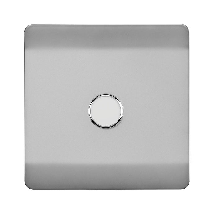 Trendi Switch ART-LDMBS, Artistic Modern 1 Gang 1 Way LED Dimmer Switch 5-150W LED / 120W Tungsten, Brushed Steel Finish, (35mm Back Box Required), 5yrs Warranty - 53744