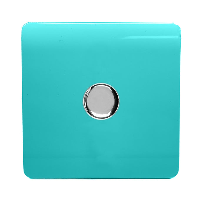 Trendi Switch ART-LDMBT, Artistic Modern 1 Gang 1 Way LED Dimmer Switch 5-150W LED / 120W Tungsten, Bright Teal Finish, (35mm Back Box Required), 5yrs Warranty - 53745