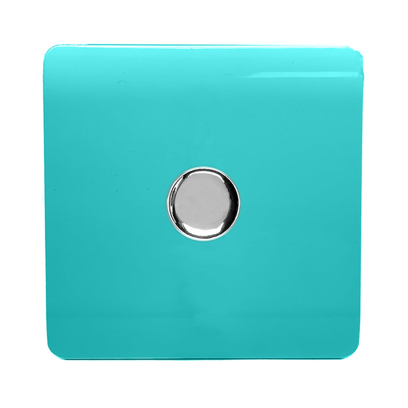 Load image into Gallery viewer, Trendi Switch ART-LDMBT, Artistic Modern 1 Gang 1 Way LED Dimmer Switch 5-150W LED / 120W Tungsten, Bright Teal Finish, (35mm Back Box Required), 5yrs Warranty - 53745
