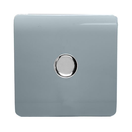 Trendi Switch ART-LDMCG, Artistic Modern 1 Gang 1 Way LED Dimmer Switch 5-150W LED / 120W Tungsten, Cool Grey Finish, (35mm Back Box Required), 5yrs Warranty - 53746