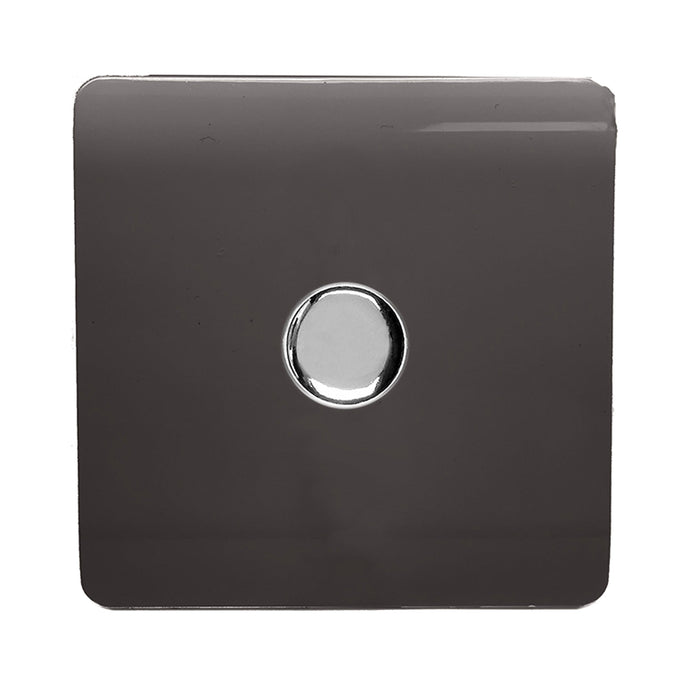 Trendi Switch ART-LDMDB, Artistic Modern 1 Gang 1 Way LED Dimmer Switch 5-150W LED / 120W Tungsten, Dark Brown Finish, (35mm Back Box Required), 5yrs Warranty - 53748