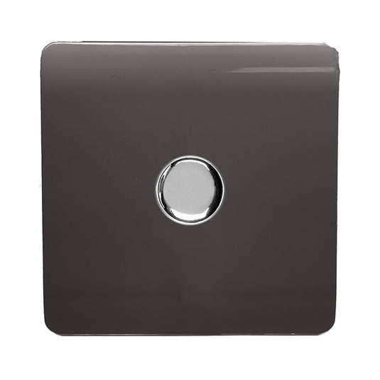 Trendi Switch ART-LDMDB, Artistic Modern 1 Gang 1 Way LED Dimmer Switch 5-150W LED / 120W Tungsten, Dark Brown Finish, (35mm Back Box Required), 5yrs Warranty - 53748