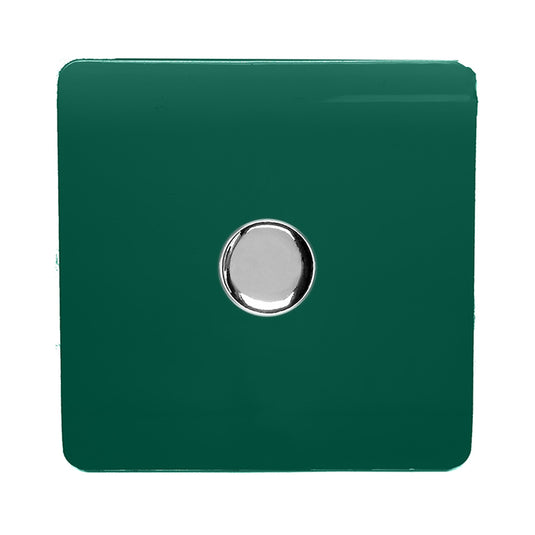 Trendi Switch ART-LDMDG, Artistic Modern 1 Gang 1 Way LED Dimmer Switch 5-150W LED / 120W Tungsten, Dark Green Finish, (35mm Back Box Required), 5yrs Warranty - 53749