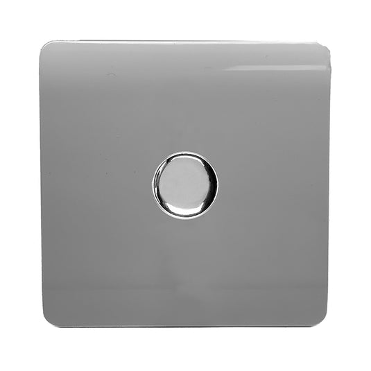 Trendi Switch ART-LDMLG, Artistic Modern 1 Gang 1 Way LED Dimmer Switch 5-150W LED / 120W Tungsten, Light Grey Finish, (35mm Back Box Required), 5yrs Warranty - 53750