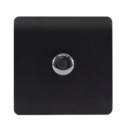 Trendi Switch ART-LDMMBK, Artistic Modern 1 Gang 1 Way LED Dimmer Switch 5-150W LED / 120W Tungsten, Matt Black/Chrome Finish, (35mm Back Box Required), 5yrs Warranty - 38721