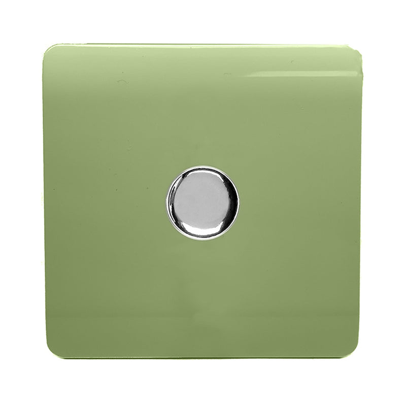 Load image into Gallery viewer, Trendi Switch ART-LDMMG, Artistic Modern 1 Gang 1 Way LED Dimmer Switch 5-150W LED / 120W Tungsten, Moss Green Finish, (35mm Back Box Required), 5yrs Warranty - 53752
