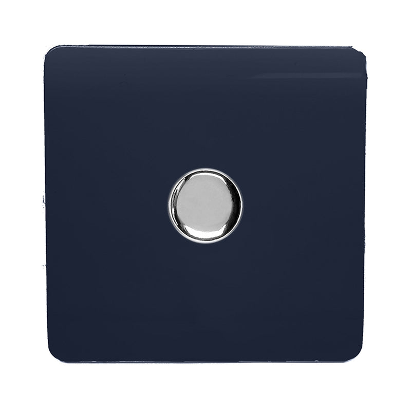 Load image into Gallery viewer, Trendi Switch ART-LDMNV, Artistic Modern 1 Gang 1 Way LED Dimmer Switch, 5-150W Load Navy Blue/Chrome Finish, (35mm Back Box Required), 5yrs Warranty - 53753
