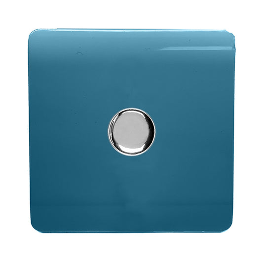 Trendi Switch ART-LDMOB, Artistic Modern 1 Gang 1 Way LED Dimmer Switch 5-150W LED / 120W Tungsten, Ocean Blue Finish, (35mm Back Box Required), 5yrs Warranty - 53754