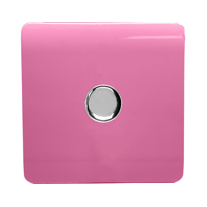 Trendi Switch ART-LDMPK, Artistic Modern 1 Gang 1 Way LED Dimmer Switch 5-150W LED / 120W Tungsten, Pink Finish, (35mm Back Box Required), 5yrs Warranty - 53756