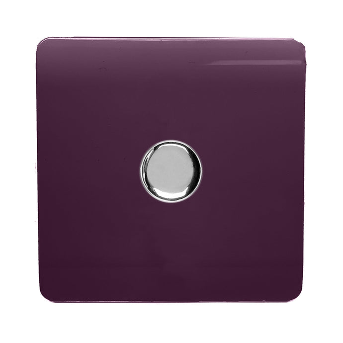 Trendi Switch ART-LDMPL, Artistic Modern 1 Gang 1 Way LED Dimmer Switch 5-150W LED / 120W Tungsten, Plum Finish, (35mm Back Box Required), 5yrs Warranty - 53757