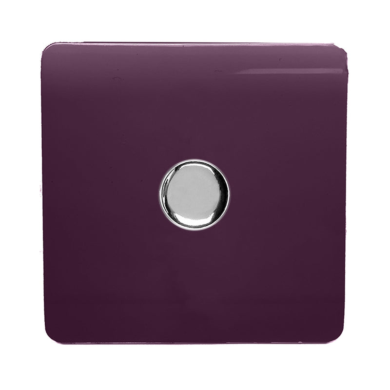 Load image into Gallery viewer, Trendi Switch ART-LDMPL, Artistic Modern 1 Gang 1 Way LED Dimmer Switch 5-150W LED / 120W Tungsten, Plum Finish, (35mm Back Box Required), 5yrs Warranty - 53757
