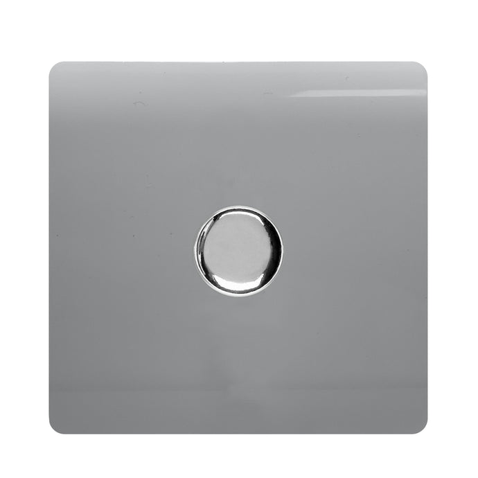 Trendi Switch ART-LDMSI, Artistic Modern 1 Gang 1 Way LED Dimmer Switch 5-150W LED / 120W Tungsten, Silver/Chrome Finish, (35mm Back Box Required), 5yrs Warranty - 38722