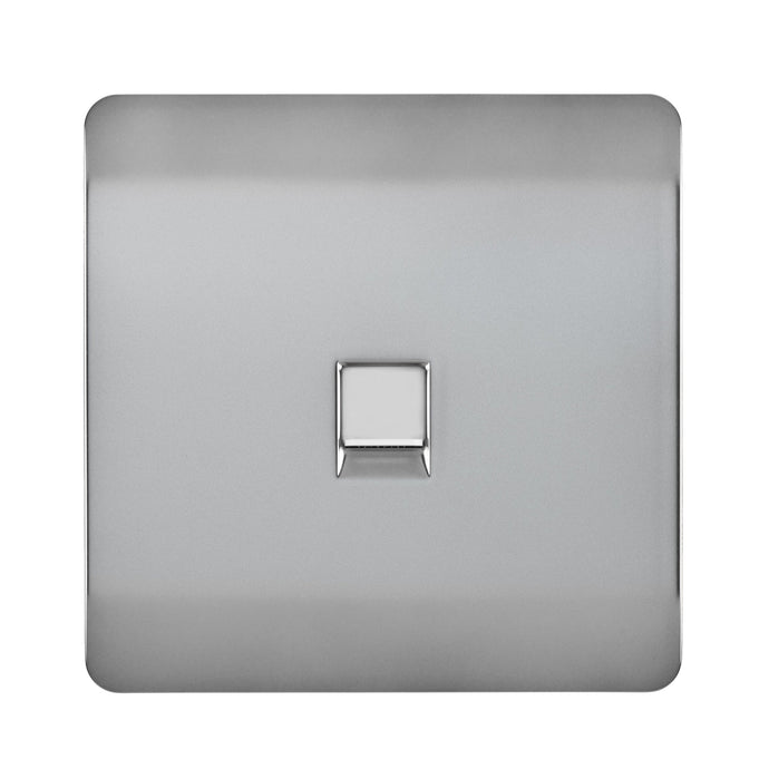 Trendi Switch ART-PCBS, Artistic Modern Single PC Ethernet Cat 5 & 6 Data Outlet Brushed Steel Finish, BRITISH MADE, (35mm Back Box Required), 5yrs Warranty - 53761