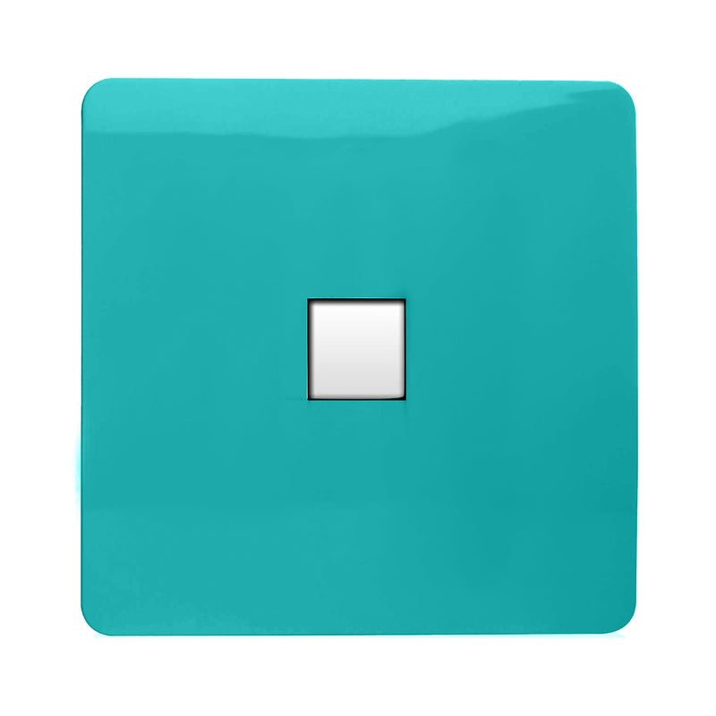 Load image into Gallery viewer, Trendi Switch ART-TLPBT, Artistic Modern 1 Gang RJ11 Telephone Bright Teal Finish, BRITISH MADE, (35mm Back Box Required), 5yrs Warranty - 54251
