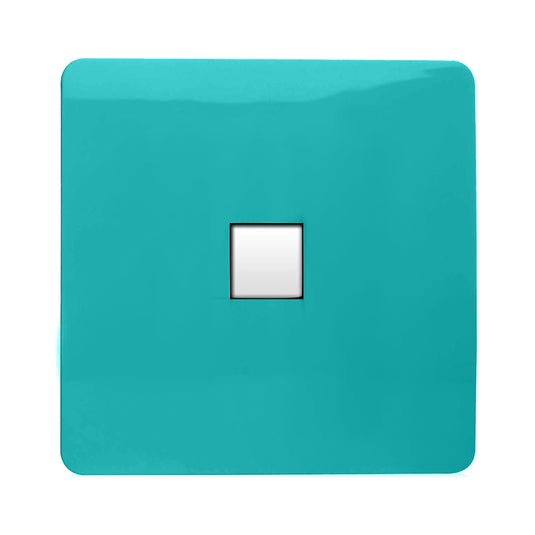 Trendi Switch ART-PCBT, Artistic Modern Single PC Ethernet Cat 5 & 6 Data Outlet Bright Teal Finish, BRITISH MADE, (35mm Back Box Required), 5yrs Warranty - 53762