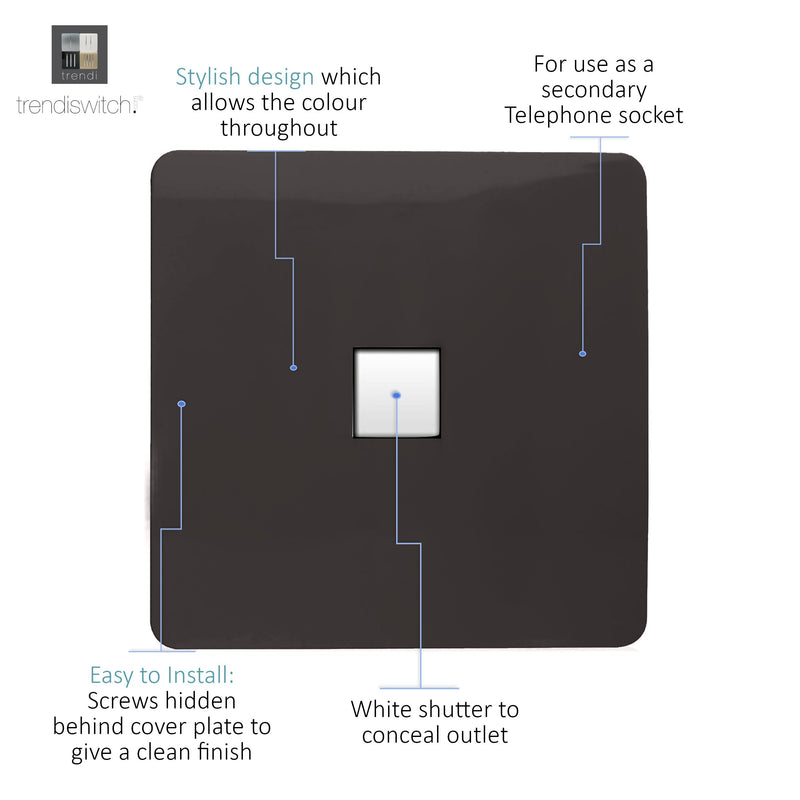 Load image into Gallery viewer, Trendi Switch ART-PCDB, Artistic Modern Single PC Ethernet Cat 5 &amp; 6 Data Outlet Dark Brown Finish, BRITISH MADE, (35mm Back Box Required), 5yrs Warranty - 53766
