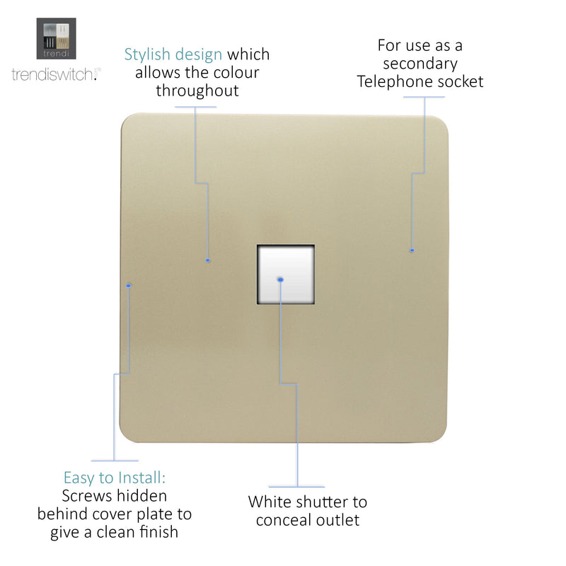 Load image into Gallery viewer, Trendi Switch ART-PCGO, Artistic Modern Single PC Ethernet Cat 5 &amp; 6 Data Outlet Champagne Gold Finish, BRITISH MADE, (35mm Back Box Required), 5yrs Warranty - 43859
