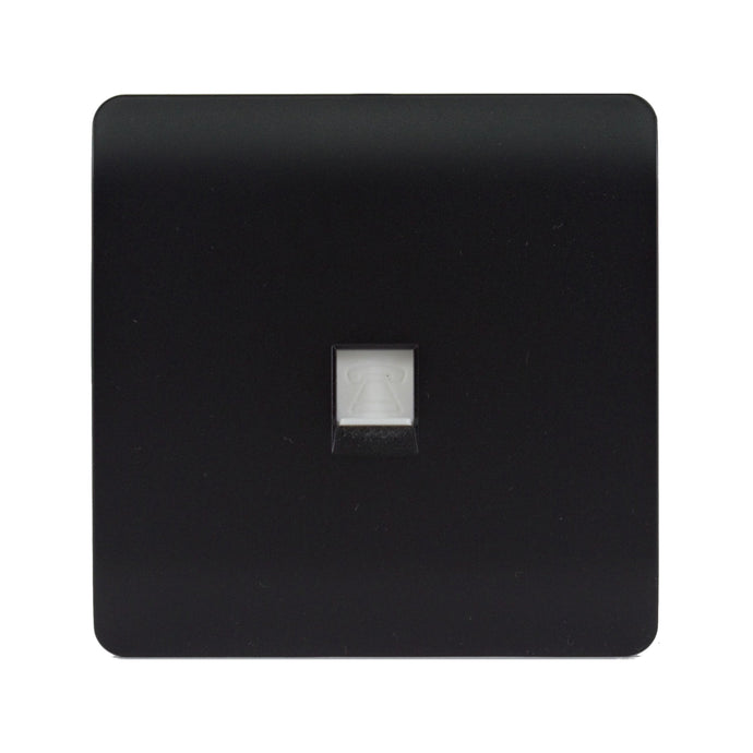 Trendi Switch ART-TLPMBK, Artistic Modern 1 Gang RJ11 Telephone Matt Black Finish, BRITISH MADE, (35mm Back Box Required), 5yrs Warranty - 43943