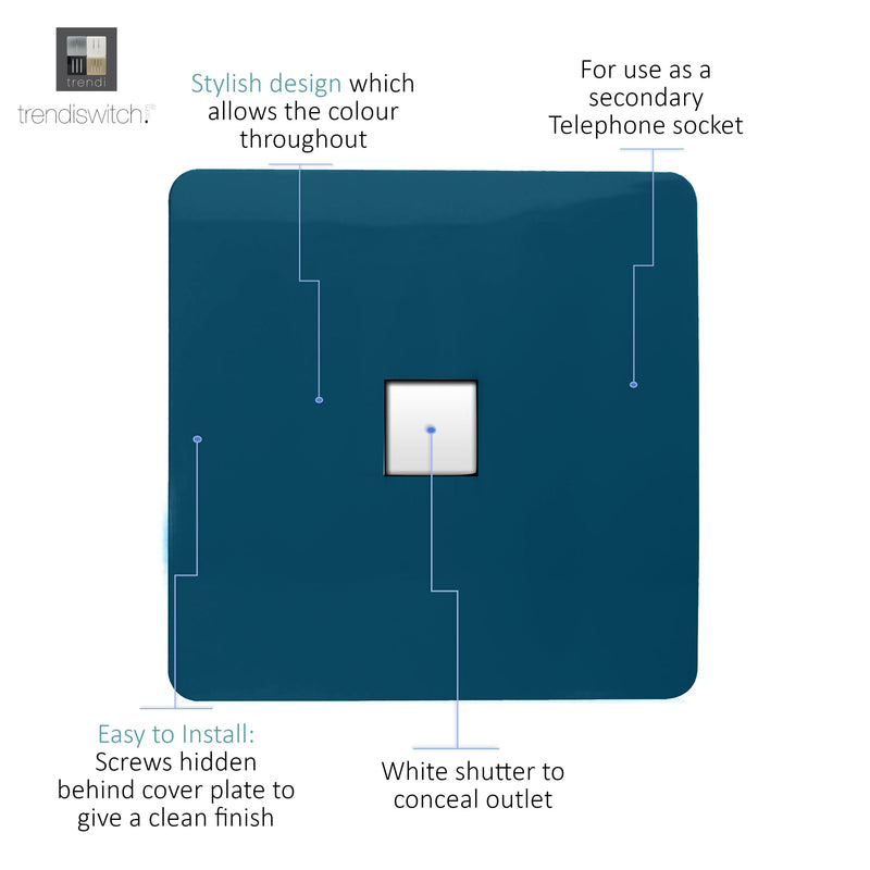 Load image into Gallery viewer, Trendi Switch ART-TLPMD, Artistic Modern 1 Gang RJ11 Telephone Midnight Blue Finish, BRITISH MADE, (35mm Back Box Required), 5yrs Warranty - 54258
