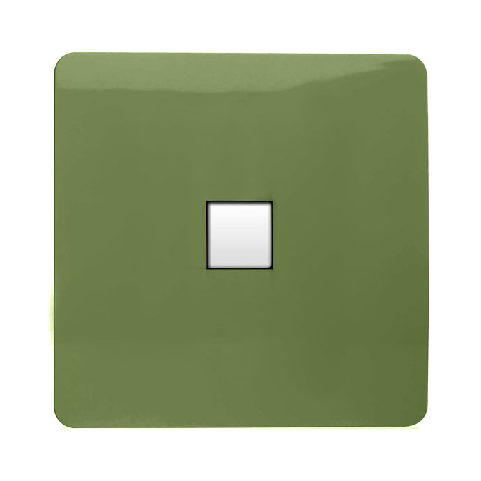 Trendi Switch ART-TLPMG, Artistic Modern 1 Gang RJ11 Telephone Moss Green Finish, BRITISH MADE, (35mm Back Box Required), 5yrs Warranty - 54259
