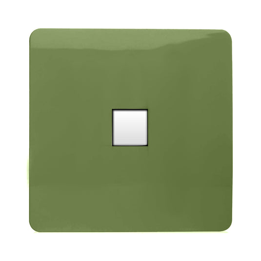 Trendi Switch ART-TLPMG, Artistic Modern 1 Gang RJ11 Telephone Moss Green Finish, BRITISH MADE, (35mm Back Box Required), 5yrs Warranty - 54259