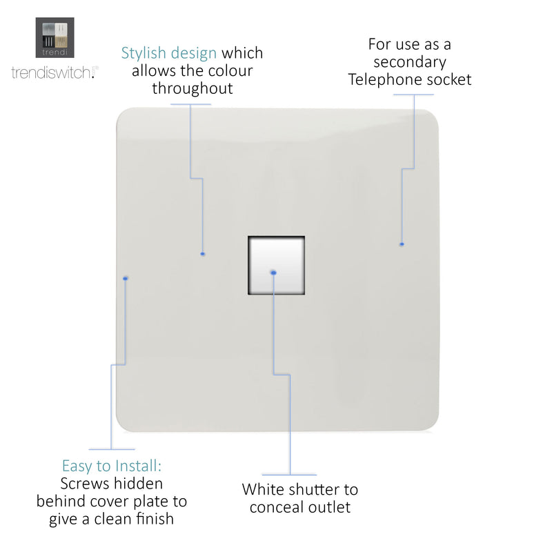 Load image into Gallery viewer, Trendi Switch ART-PCWH, Artistic Modern Single PC Ethernet Cat 5 &amp; 6 Data Outlet Gloss White Finish, BRITISH MADE, (35mm Back Box Required), 5yrs Warranty - 43862
