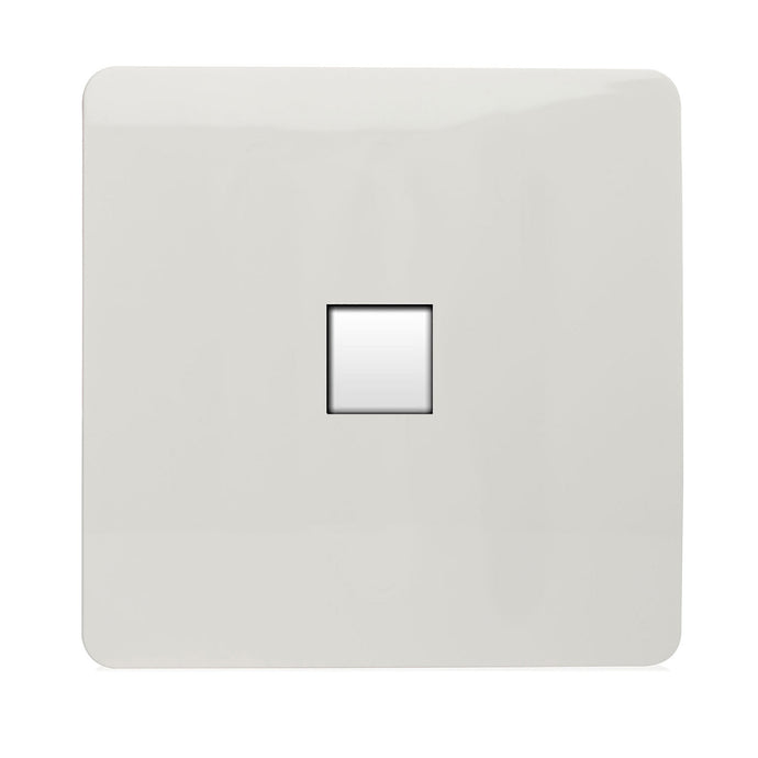 Trendi Switch ART-TLPWH, Artistic Modern 1 Gang RJ11 Telephone Gloss White Finish, BRITISH MADE, (35mm Back Box Required), 5yrs Warranty - 43945