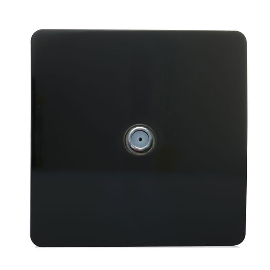 Trendi Switch ART-SATBK, Artistic Modern F-Type Satellite 1 Gang Gloss Black Finish, BRITISH MADE, (25mm Back Box Required), 5yrs Warranty - 43863
