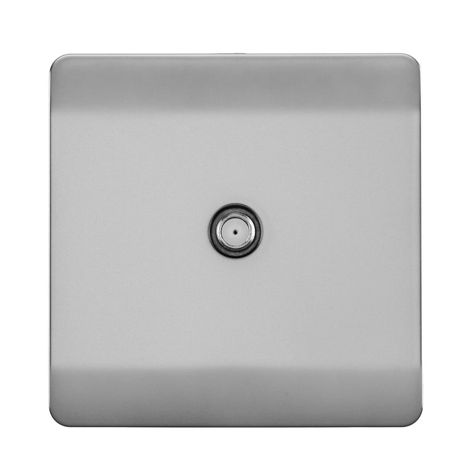 Trendi Switch ART-SATBS, Artistic Modern F-Type Satellite 1 Gang Brushed Steel Finish, BRITISH MADE, (25mm Back Box Required), 5yrs Warranty - 53779