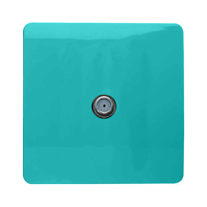 Trendi Switch ART-SATBT, Artistic Modern F-Type Satellite 1 Gang Bright Teal Finish, BRITISH MADE, (25mm Back Box Required), 5yrs Warranty - 53780