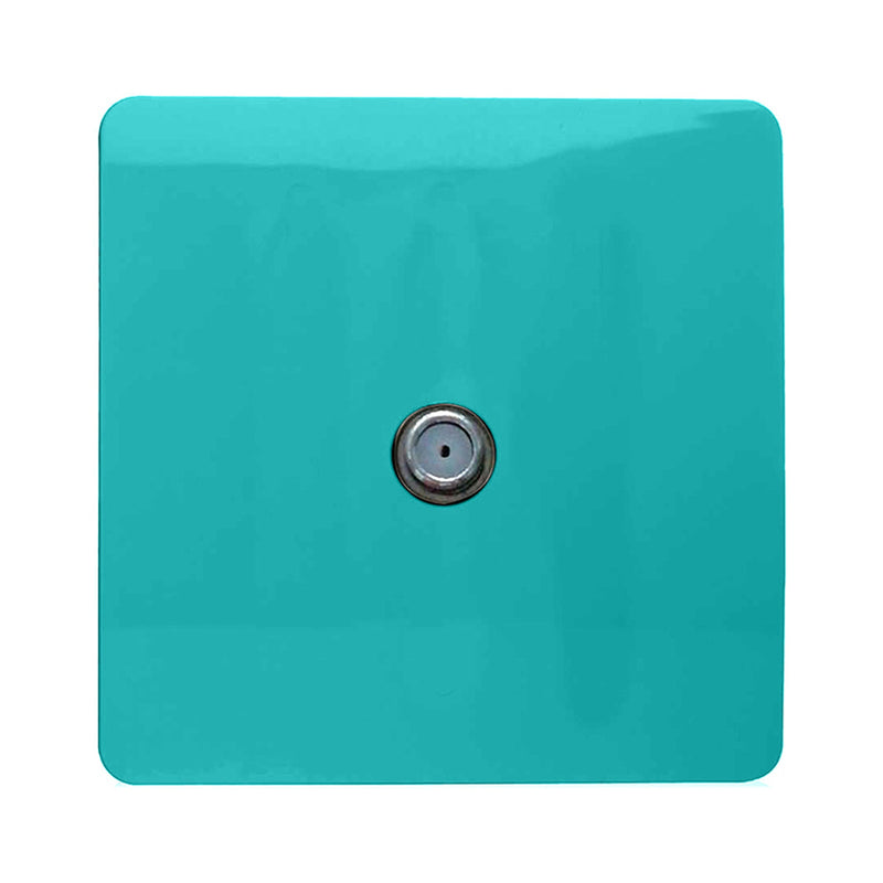 Load image into Gallery viewer, Trendi Switch ART-SATBT, Artistic Modern F-Type Satellite 1 Gang Bright Teal Finish, BRITISH MADE, (25mm Back Box Required), 5yrs Warranty - 53780
