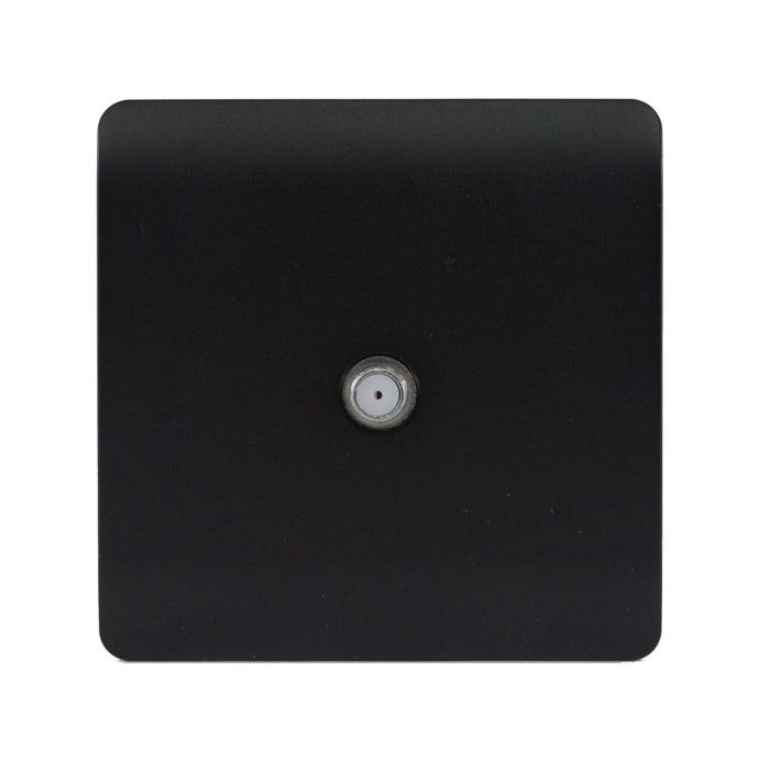 Trendi Switch ART-SATMBK, Artistic Modern F-Type Satellite 1 Gang Matt Black Finish, BRITISH MADE, (25mm Back Box Required), 5yrs Warranty - 43865