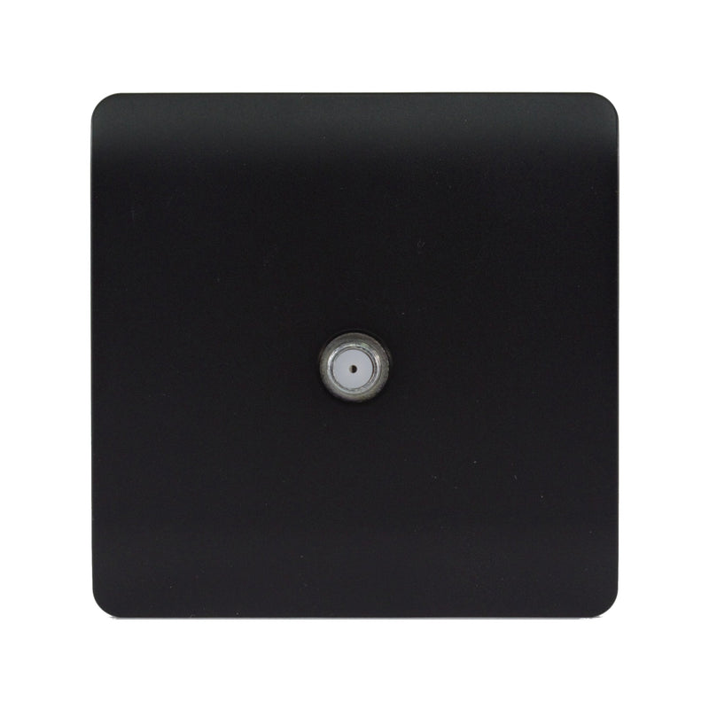 Load image into Gallery viewer, Trendi Switch ART-SATMBK, Artistic Modern F-Type Satellite 1 Gang Matt Black Finish, BRITISH MADE, (25mm Back Box Required), 5yrs Warranty - 43865
