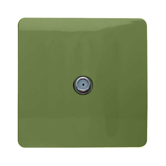 Trendi Switch ART-SATMG, Artistic Modern F-Type Satellite 1 Gang Moss Green Finish, BRITISH MADE, (25mm Back Box Required), 5yrs Warranty - 53788