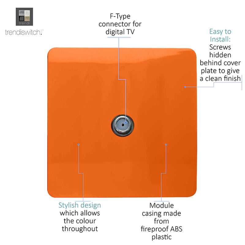 Load image into Gallery viewer, Trendi Switch ART-SATOR, Artistic Modern F-Type Satellite 1 Gang Orange Finish, BRITISH MADE, (25mm Back Box Required), 5yrs Warranty - 53791
