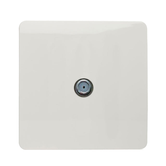 Trendi Switch ART-SATWH, Artistic Modern F-Type Satellite 1 Gang Gloss White Finish, BRITISH MADE, (25mm Back Box Required), 5yrs Warranty - 43867