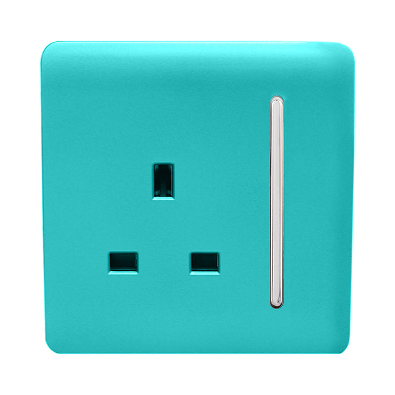 Load image into Gallery viewer, Trendi Switch ART-SKT13BT, Artistic Modern 1 Gang 13Amp Switched Socket Bright Teal Finish, BRITISH MADE, (25mm Back Box Required), 5yrs Warranty - 53798
