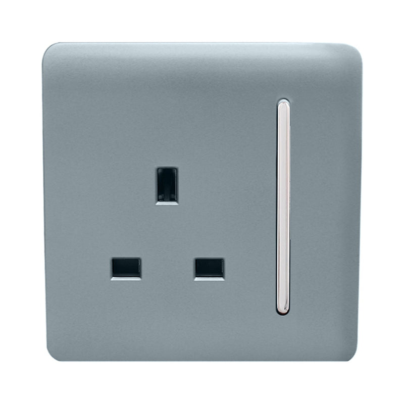 Load image into Gallery viewer, Trendi Switch ART-SKT13CG, Artistic Modern 1 Gang 13Amp Switched Socket Cool Grey Finish, BRITISH MADE, (25mm Back Box Required), 5yrs Warranty - 53799
