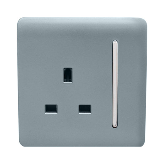 Trendi Switch ART-SKT13CG, Artistic Modern 1 Gang 13Amp Switched Socket Cool Grey Finish, BRITISH MADE, (25mm Back Box Required), 5yrs Warranty - 53799